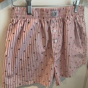 Happily Grey Espresso Martini Boxer Shorts Pink & White Stripes Medium